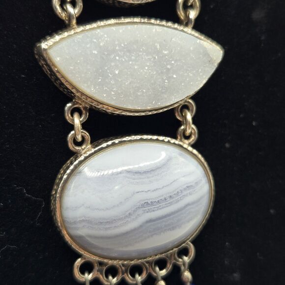 Jay King DTR Mine Finds Bracelet Heart Lapis Lazuli Lace Agate Druzy Sterling - Picture 9 of 15